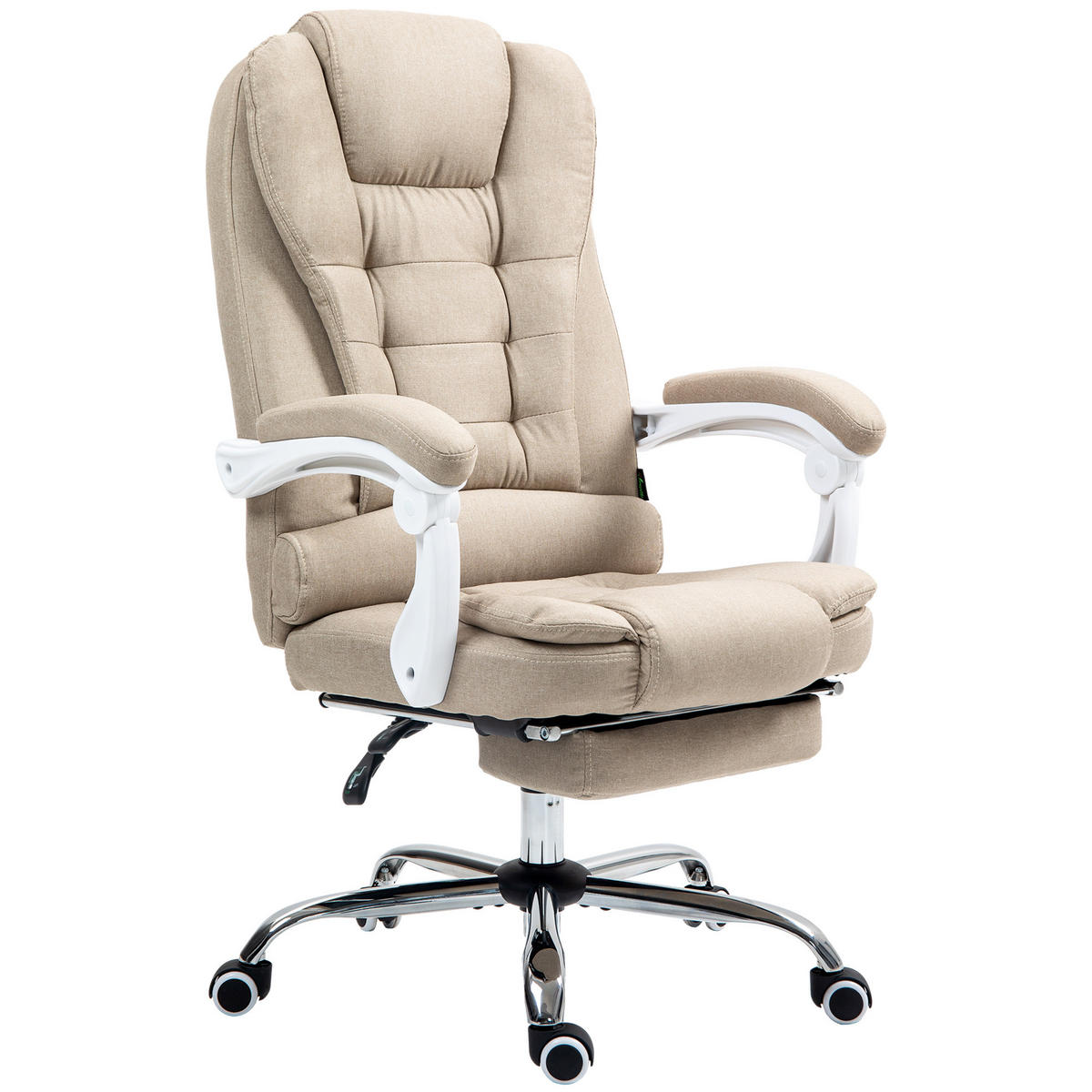 CHEFSESSEL DE-11716 mit Fußstütze & neigbarer Rückenlehne Beige - Beige, Textil (70/118/66cm) - ComfortXL