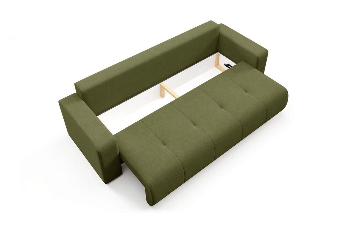 SCHLAFSOFA Augusto - Grün, Holzwerkstoff/Textil (244/82/102cm) - Fun Möbel