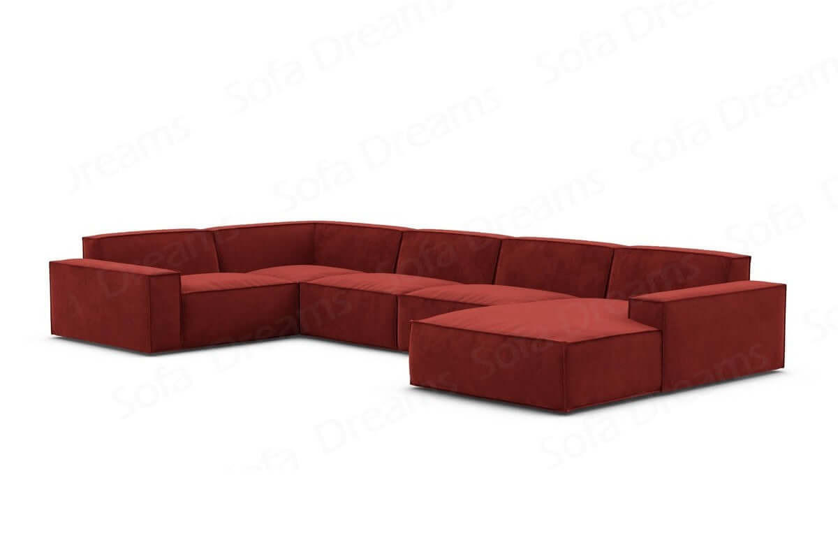 WOHNLANDSCHAFT Beluga Rot Samtstoff - Rot, Kunststoff (313/73/181cm)
