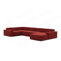 WOHNLANDSCHAFT Beluga Rot Samtstoff - Rot, Kunststoff (313/73/181cm)