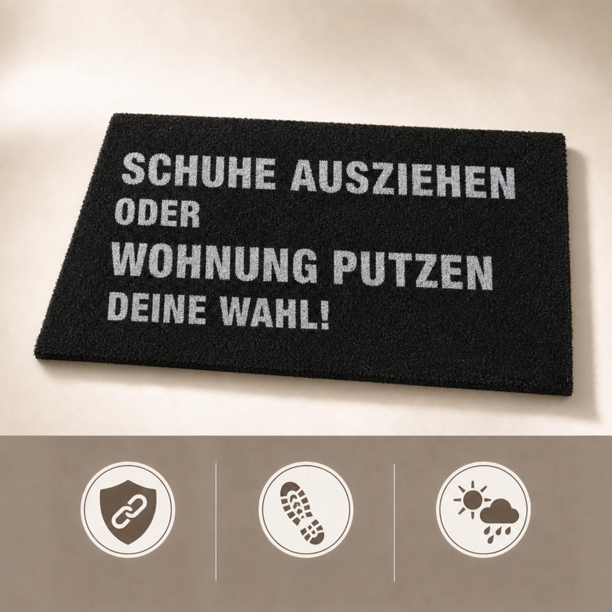ROHOŽKA černá bílá kokos text Zouvej boty 60x40 cm - černá, textil/plast (60/40cm) - Relaxdays
