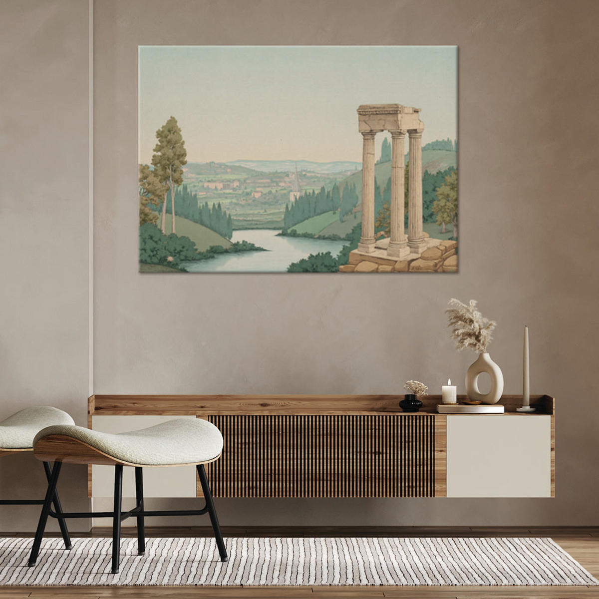 WANDBILD landschaft bäume architektur - Beige, Textil (60/40cm) - Feeby