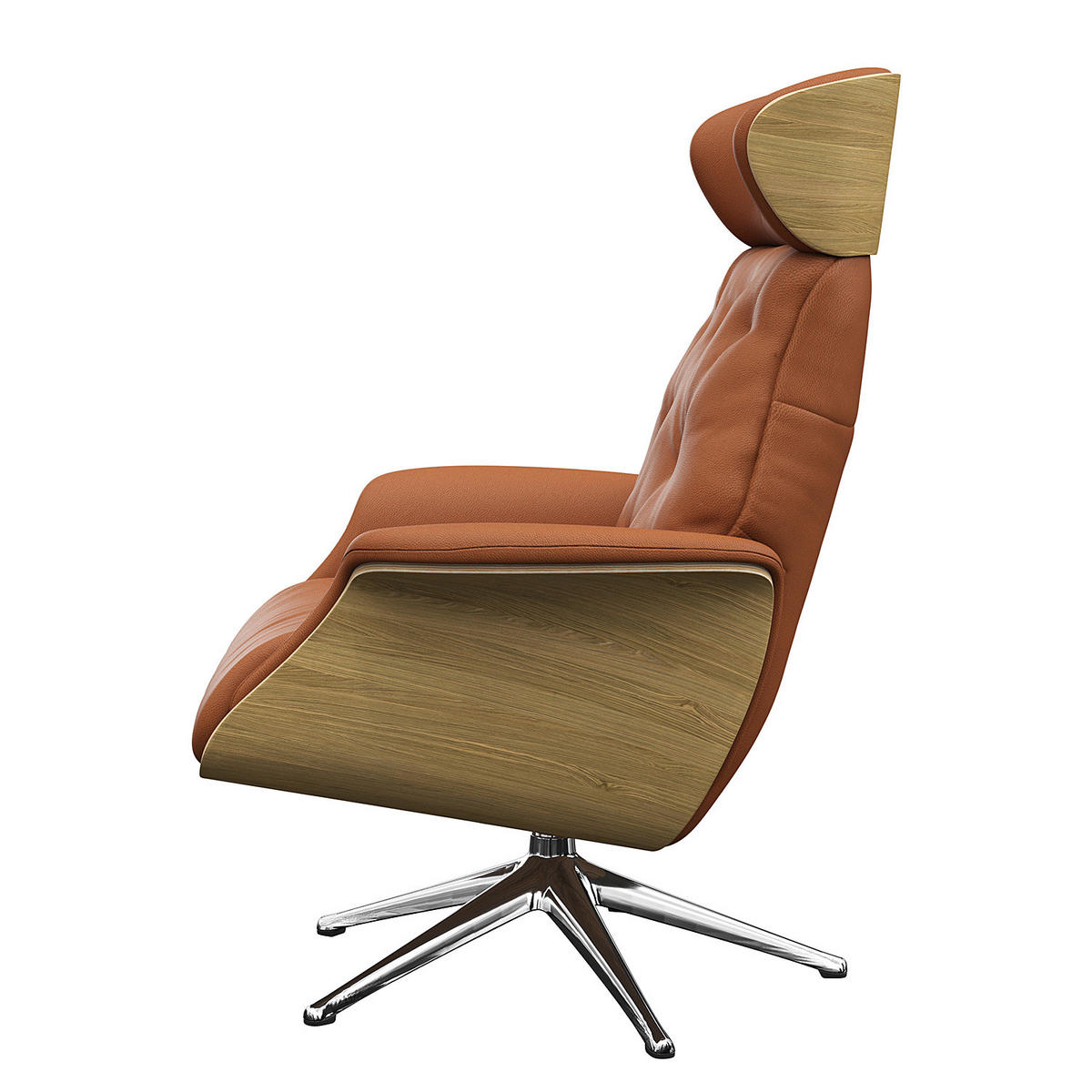 RELAXSESSEL - Echtleder - Kastanienfarben/Chromfarben, Leder/Metall (83/112/83cm) - home24