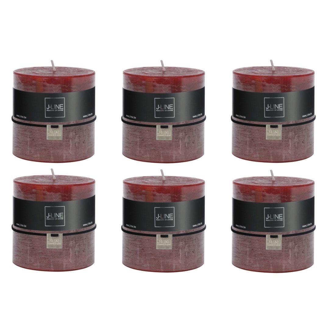 DUFTKERZE ZART - Rot - 64 Std. - 6er set - Dunkelrot, Paraffin (10/10cm) - J-Line