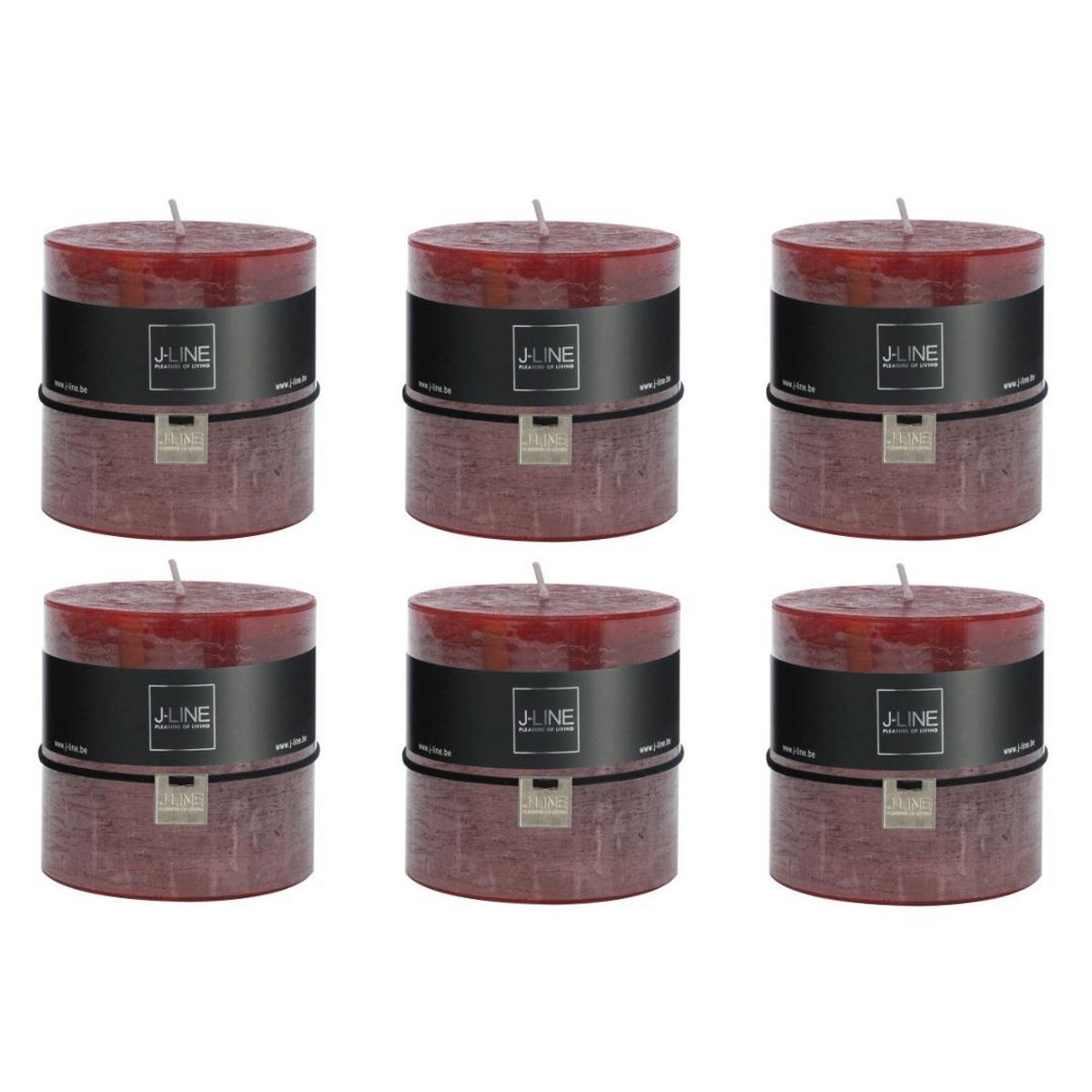 DUFTKERZE ZART - Rot - 64 Std. - 6er set - Dunkelrot, Paraffin (10/10cm) - J-Line