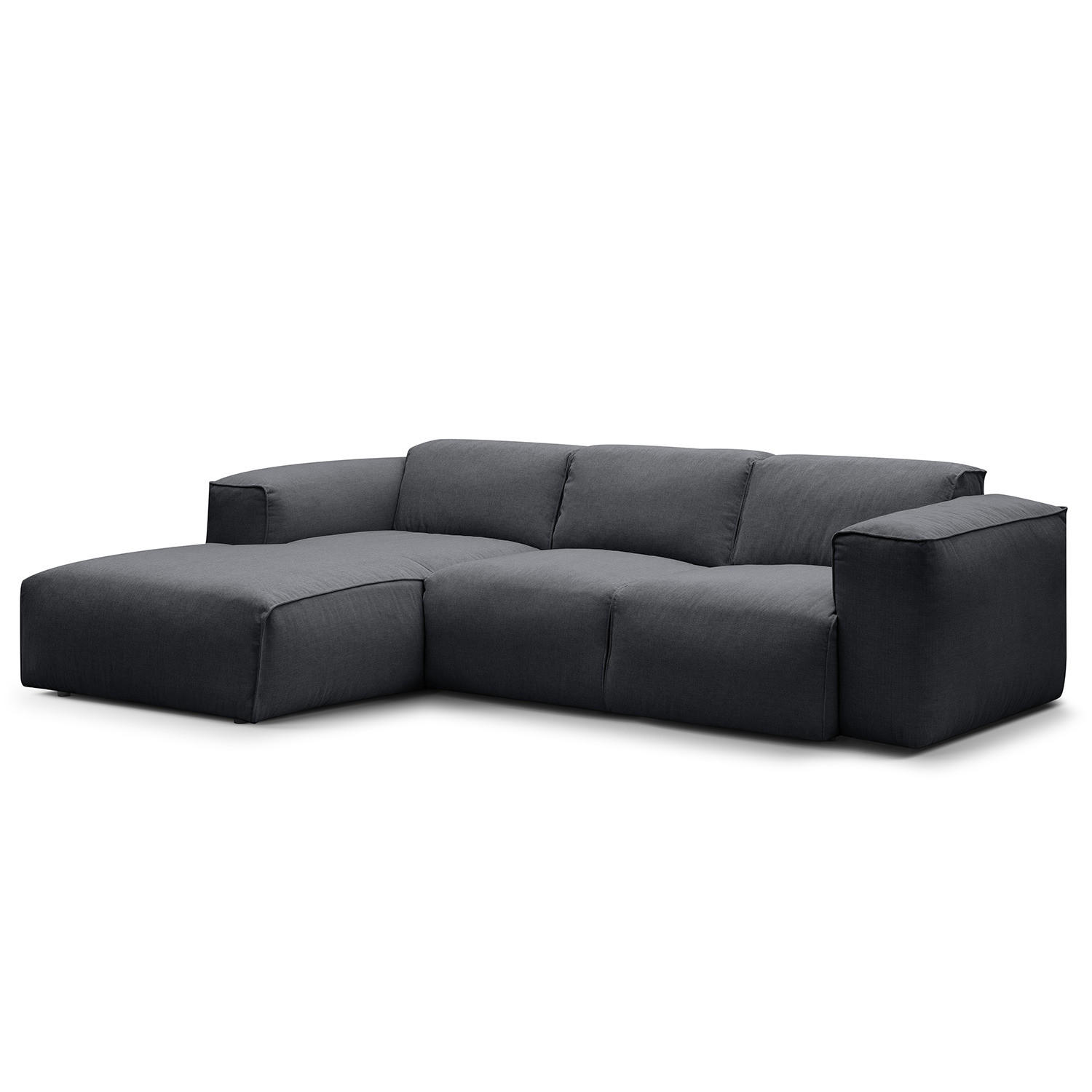 3-SITZER ECKSOFA mit Longchair - Schwarz/Grau, Textil (251/173cm) - home24