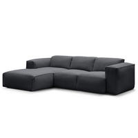 3-SITZER ECKSOFA mit Longchair - Schwarz/Grau, Textil (251/173cm) - home24