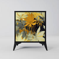 SIDEBOARD SUNKISSED LILY, Schwarz, 57,5x42x70,5 cm, Schwarze Metall-Sternfüße - Multicolor/Schwarz, Holzwerkstoff/Metall (57.5/70.5/42cm) - SpaceRebels