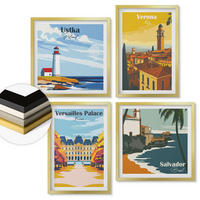 WANDBILDER 4er Set - 50x50 cm & 40x60 cm Goldrahmen - Blicke auf berühmte Orte am Meer - Goldfarben, Kunststoff (50/50cm) - ArtPrintCave
