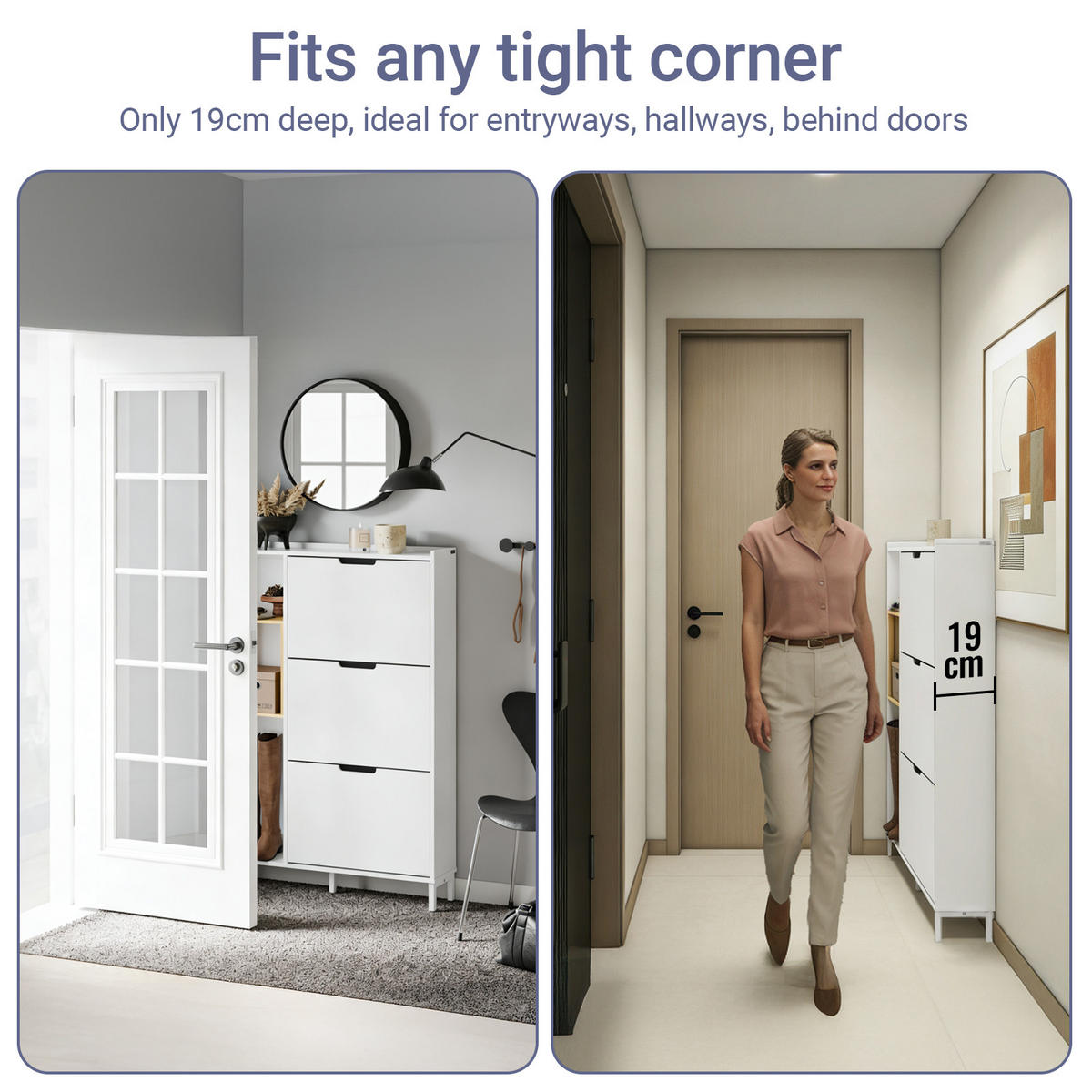 SCHUHKIPPER Weiß - Weiß, Holzwerkstoff (90/129.5/19cm) - SoBuy