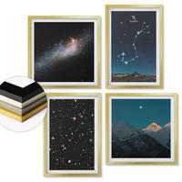 WANDBILDER 4er Set - 50x50 cm & 40x60 cm Goldrahmen - Weltraumlandschaften von Galaxien - Goldfarben, Kunststoff (50/50cm) - ArtPrintCave