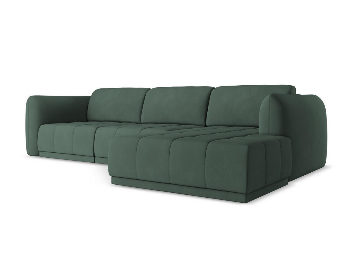 ECKSOFA Rechts Chenille Stoff Grün - Schwarz/Grün, Kunststoff/Textil (290/170cm) - Makamii