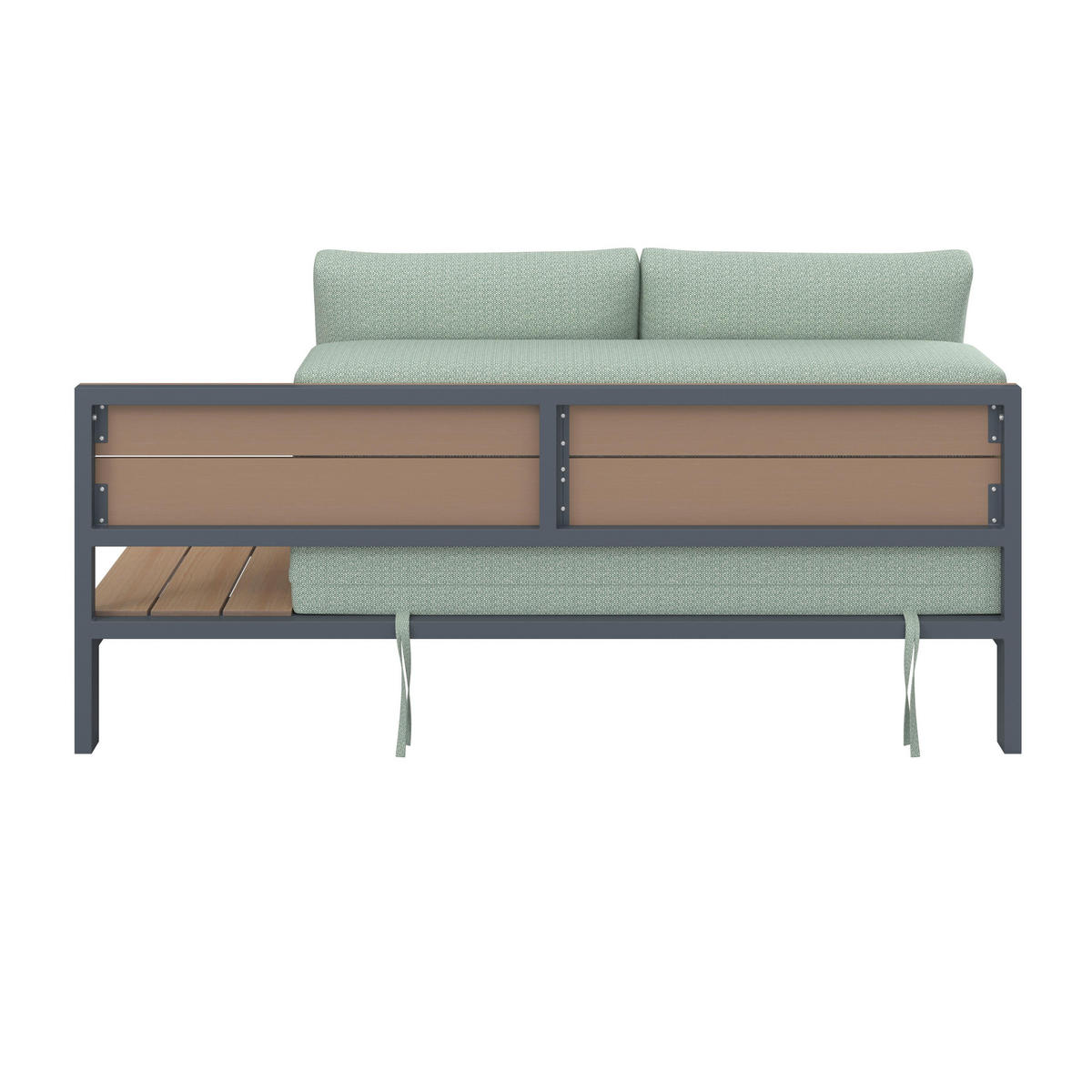 LOUNGEGARNITUR Chiara Grün Outdoorstoff/Metall +Abdeckung - Hellgrau, Metall - Bessagi Garden