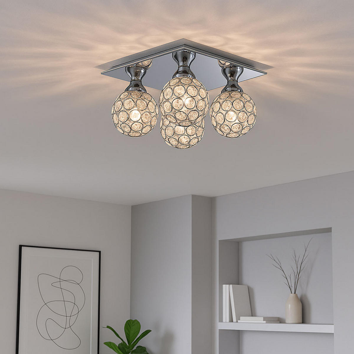 LED DECKENLEUCHTE Metall Silber Kristall - Silberfarben, Glas (23/23/13.2cm)