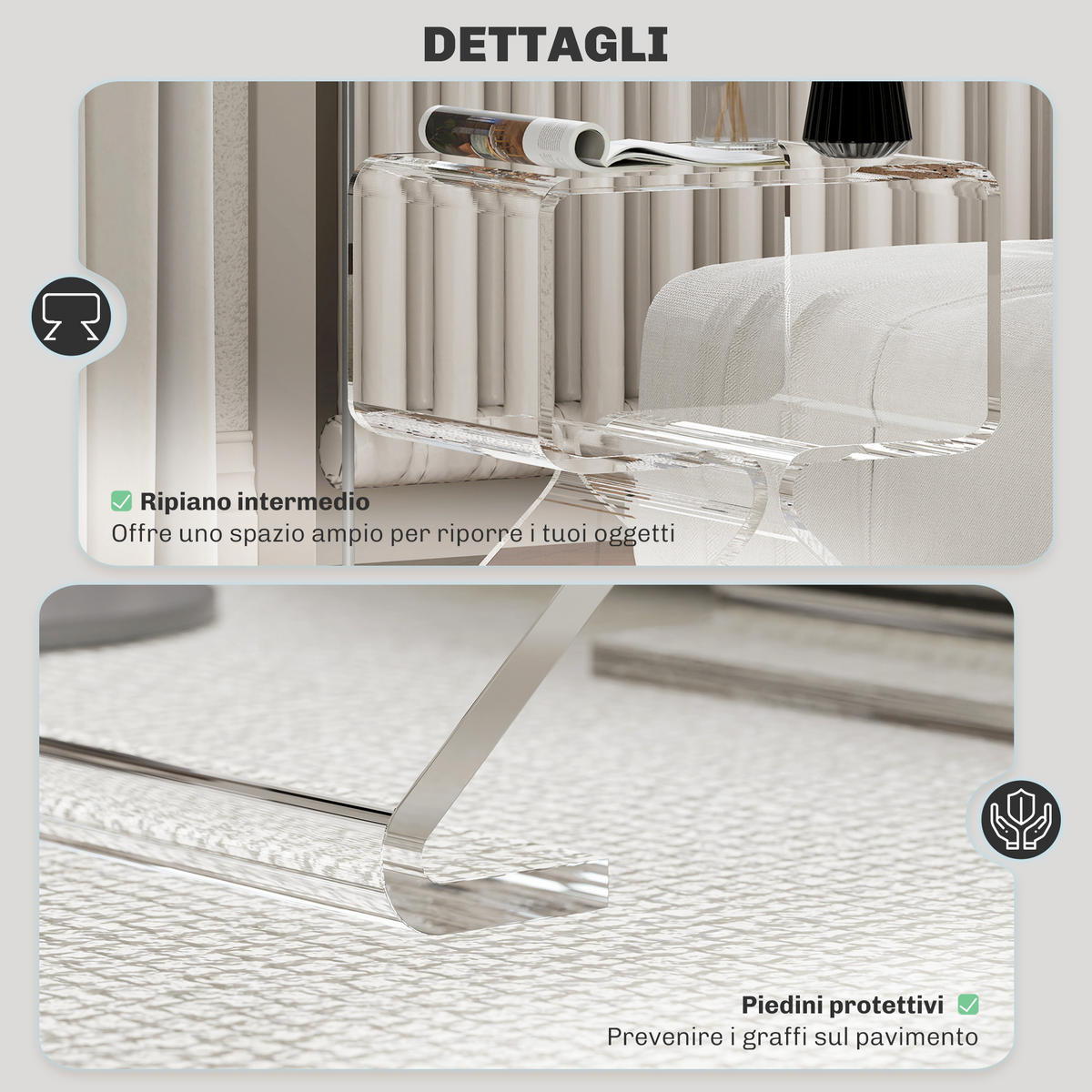 BEISTELLTISCH Transparent 1 Stück - Transparent, Kunststoff (40/30/45cm) - GiPP