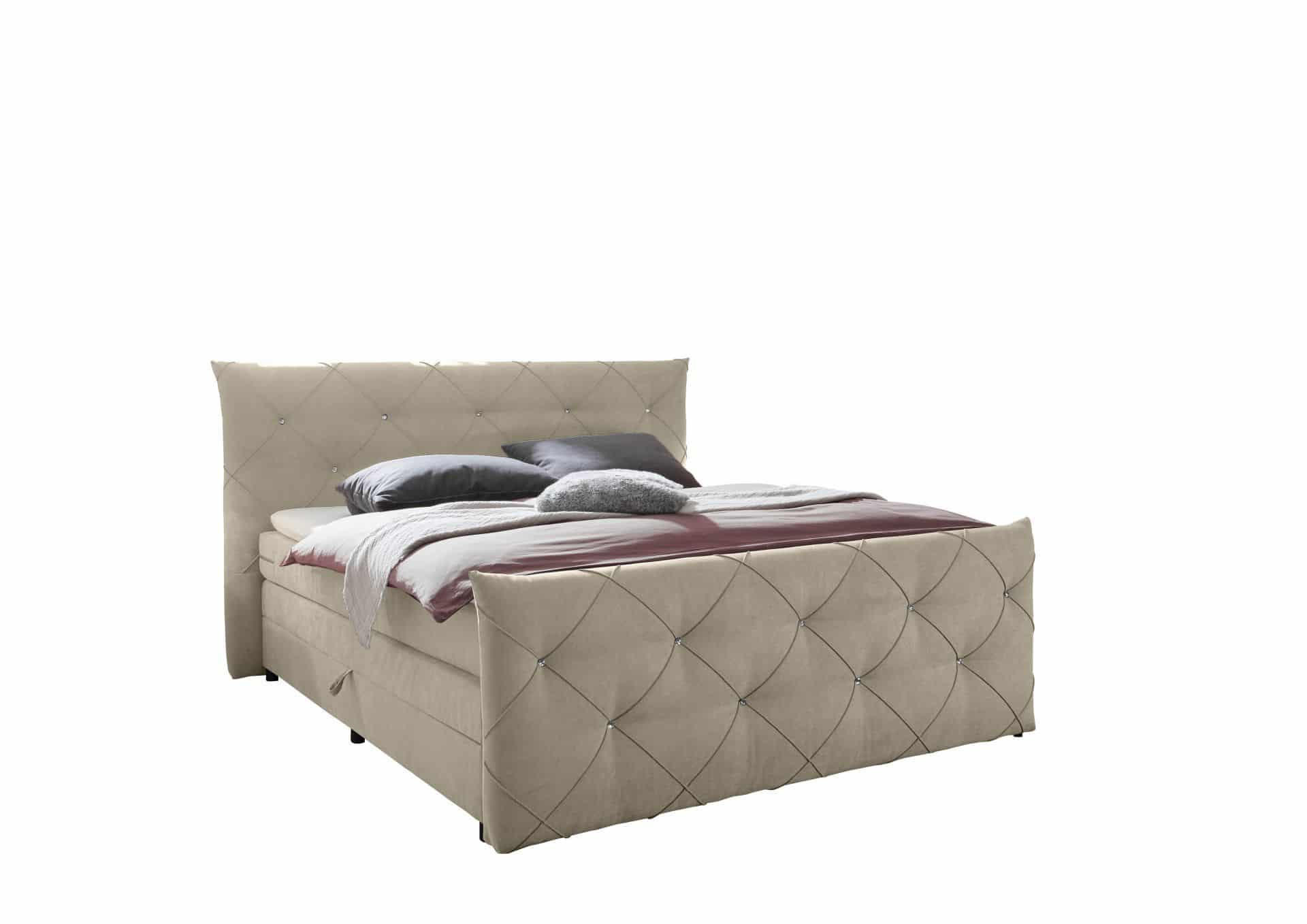 BOXSPRINGBETT 180 x 200 – Bonell-Box, 7-Zonen-Taschenfederkern & 6 cm Gel-Topper - Dunkelgrau/Beige, Textil (180/200cm) - ed exciting design