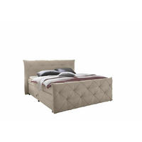 BOXSPRINGBETT 180 x 200 – Bonell-Box, 7-Zonen-Taschenfederkern & 6 cm Gel-Topper - Dunkelgrau/Beige, Textil (180/200cm) - ed exciting design