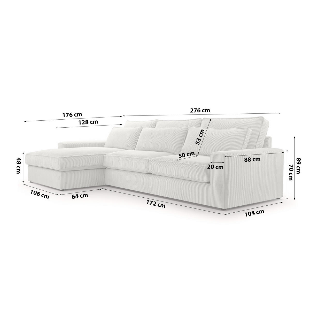 ECKSOFA 4 Sitzer Medan Mini, Hellgrau - Hellgrau, Textil (276/176cm) - Fedve