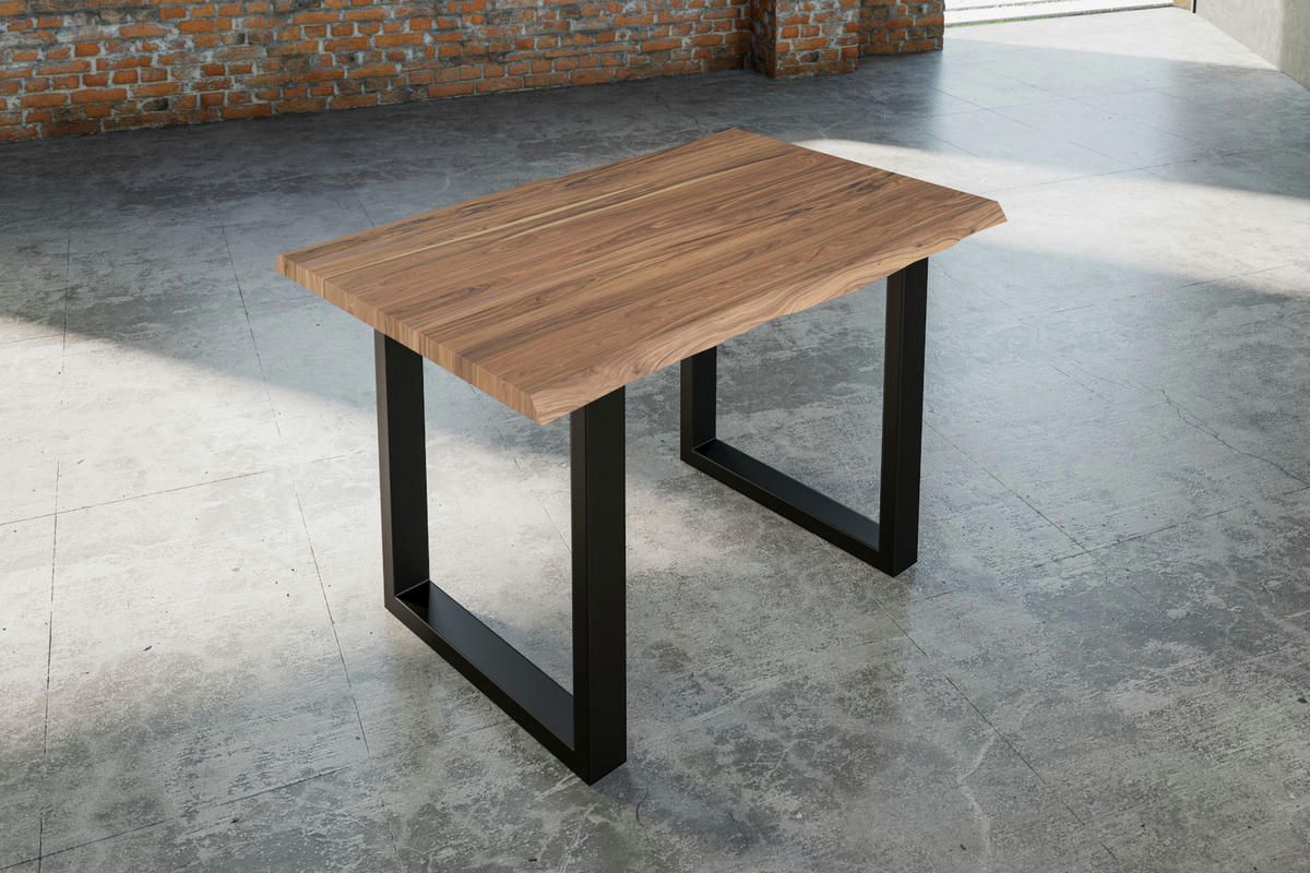 ESSTISCH LAUREN - Beige/Schwarz, Holz/Metall (80/120/77cm) - SAM