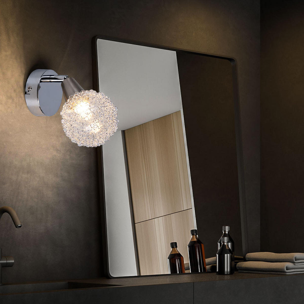 LED WANDLEUCHTE CICER Silber Aluminiumgeflecht - Silberfarben, Glas (9/16/15cm) - Globo Lighting