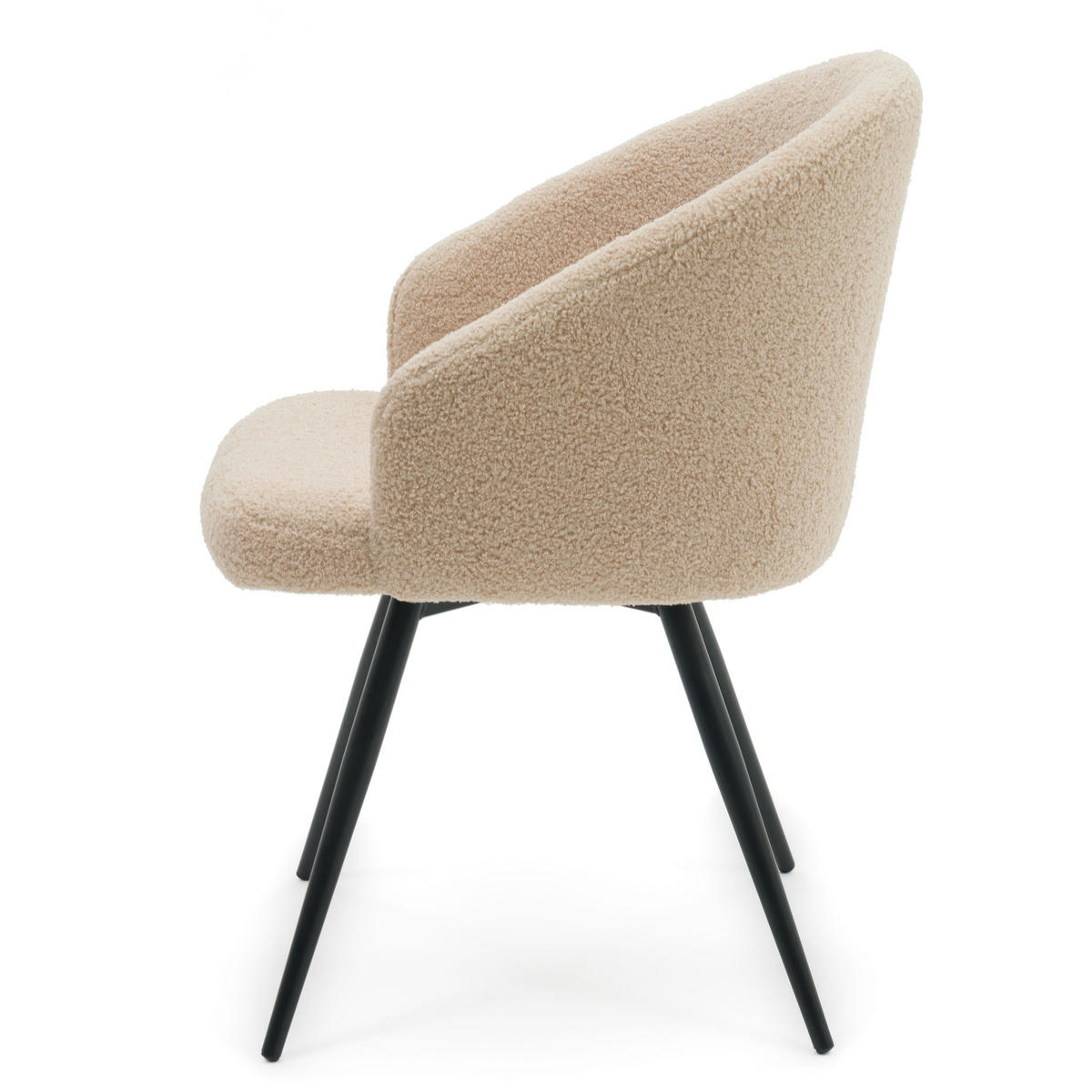 STUHL MODENA drehbar gepolsterter mit Steppung - dunkelbeige - Boucle Teddy - Beige/Schwarz, Textil/Metall (57/80/59cm) - NEW HOME