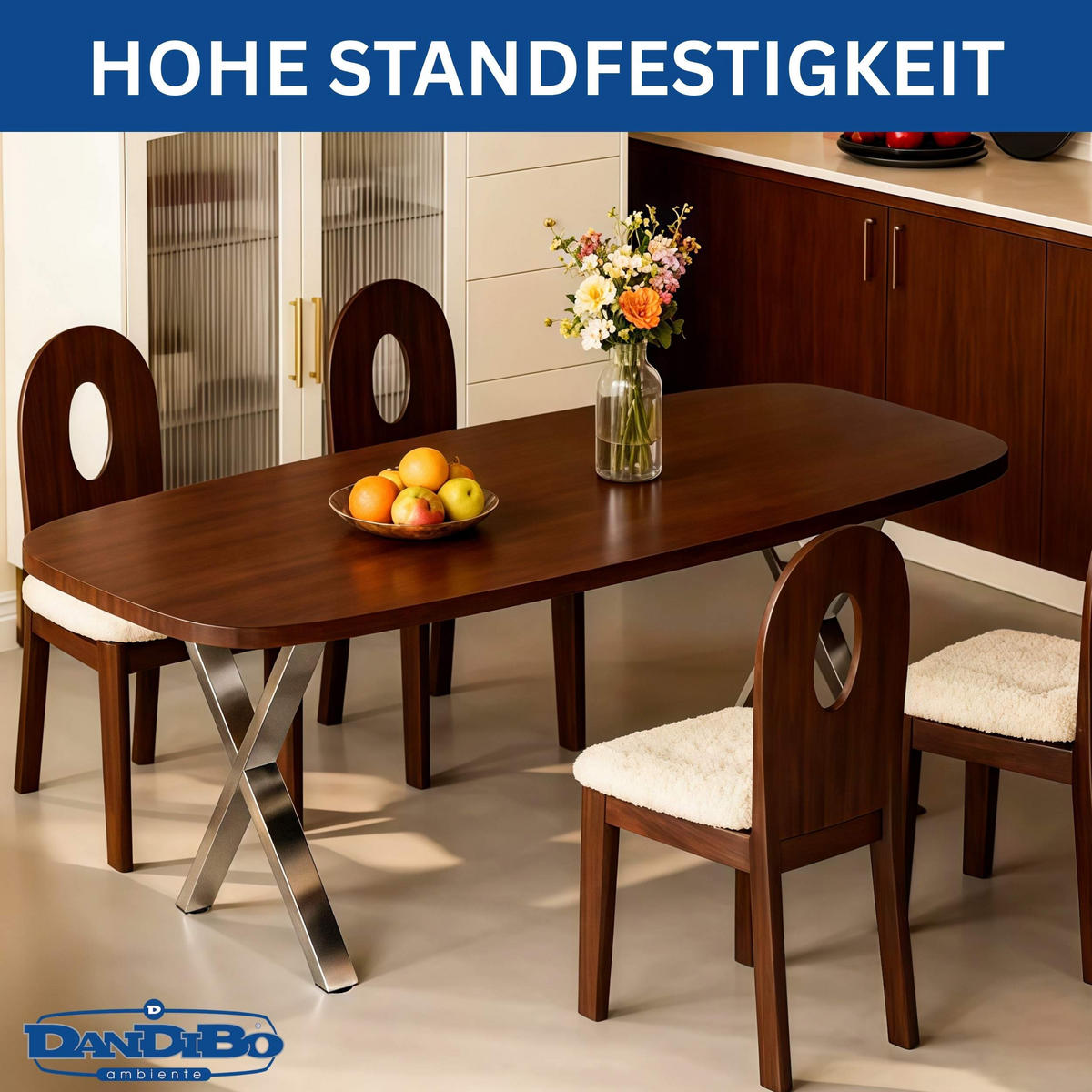 TISCHEBEINE Edelstahl Set 72 x 60 cm Tischgestell Möbelfüße 96676 - Edelstahlfarben, Metall (60/72/8cm) - DanDiBo