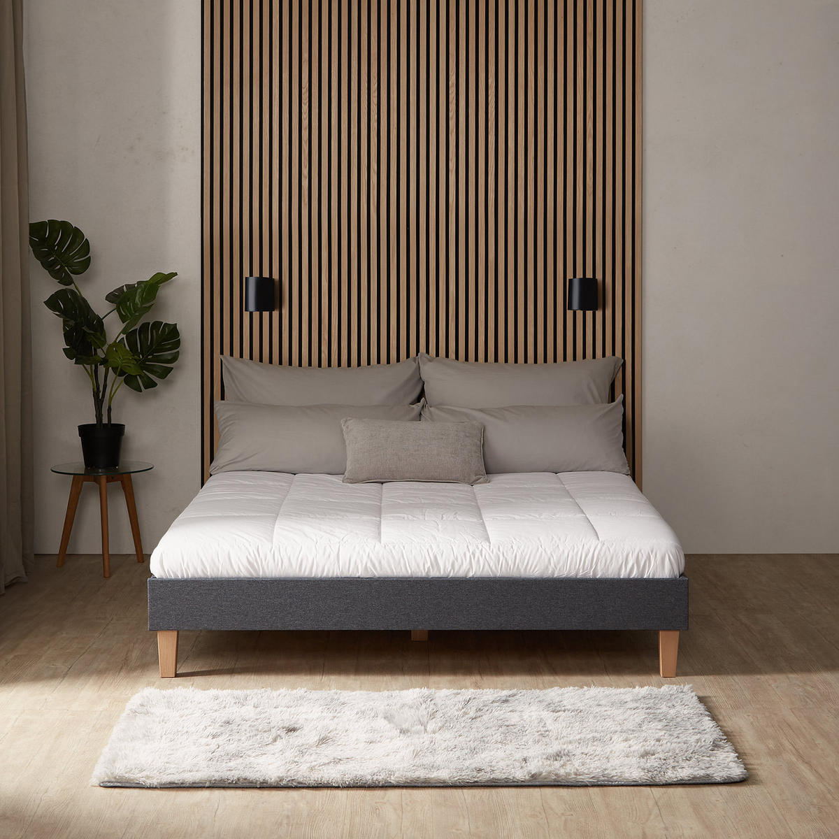 POLSTERBETT mit Lattenrost 160/200 cm in Grau - Grau, Textil (160/200cm) - Homestyle4u