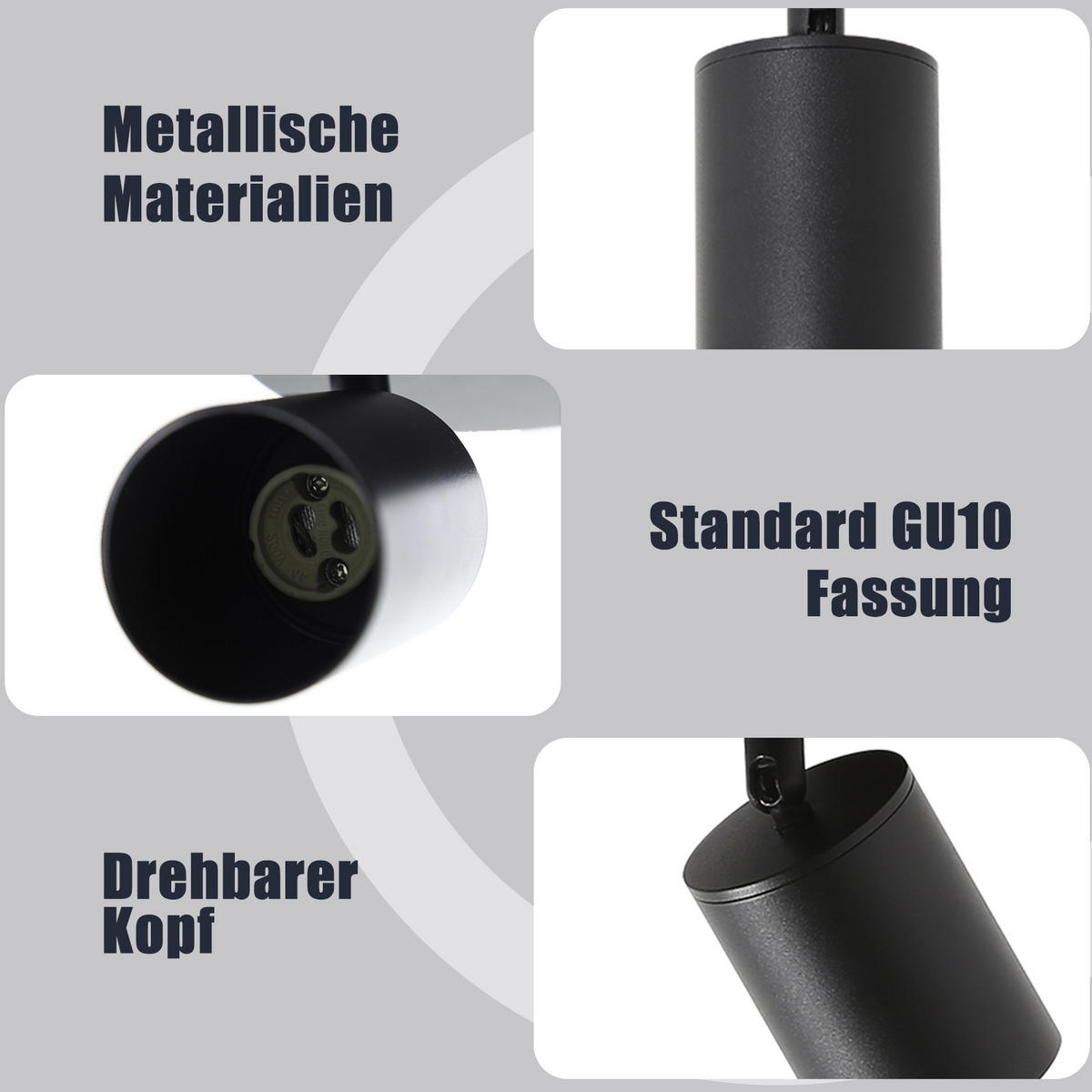 STRAHLER Harold 4-flammig 25/25/14 cm - Schwarz, Metall (25/25/14cm) - Nettlife