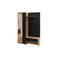 GARDEROBE MILANO 140/200 in Eiche Wotan / Schwarz - Eiche Wotan/Schwarz, Holzwerkstoff (140/200/40cm) - Deine Möbel 24