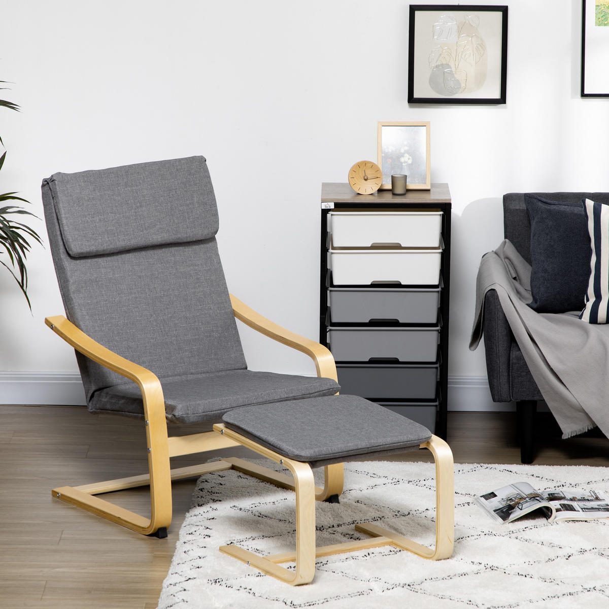RELAXSESSELSET Grau - Grau, Kunststoff (80/99/66.5cm) - HOMCOM