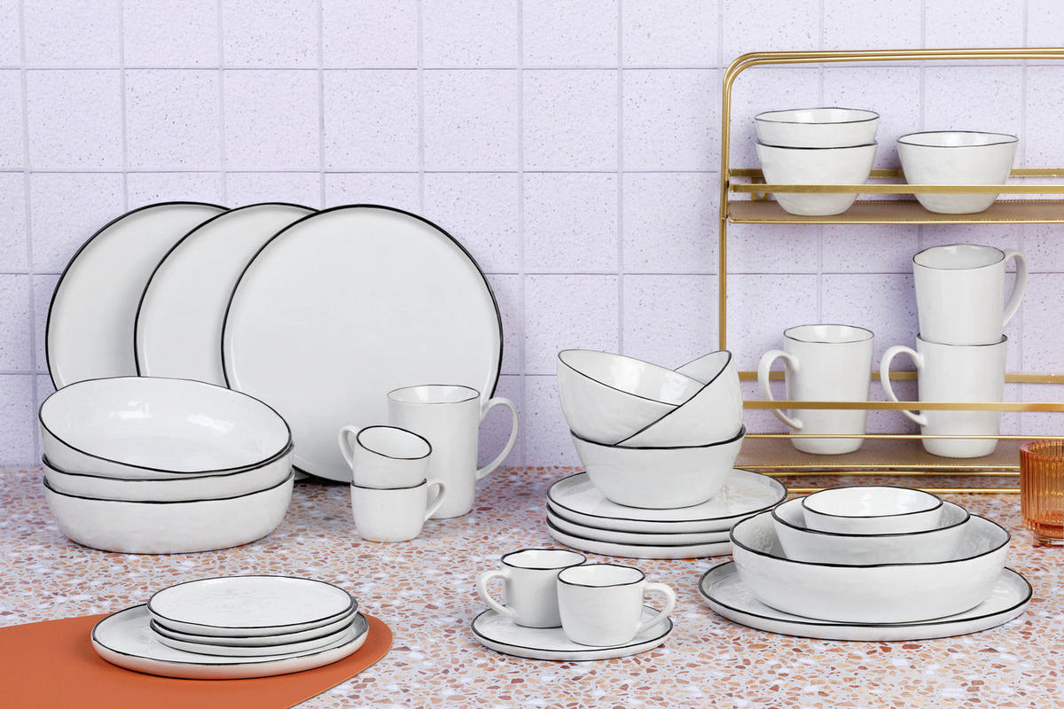 KOMPLETTSERVICE Pure - 32er-Set - Schneeweiß - Weiß, Keramik (1/1/1cm) - Björn