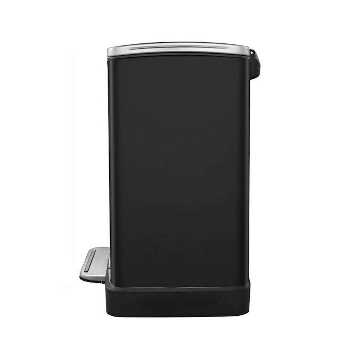 MÜLLEIMER Stilvoller Rechteckiger Mit Extra Breitem Pedal 12 Liter 36 x 29,6 x 26,4 cm Schwarz Deckel Edelstahl - Schwarz, Metall (29.6/36/26.4cm) - PROREGAL