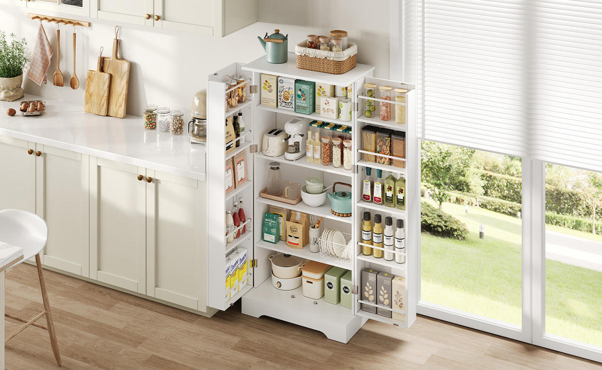 BUFFET 60/128/35 cm Weiß aus MDF mit LED-Sensorleuchte - Weiß, Holzwerkstoff (35/128/60cm) - OKMYHOME