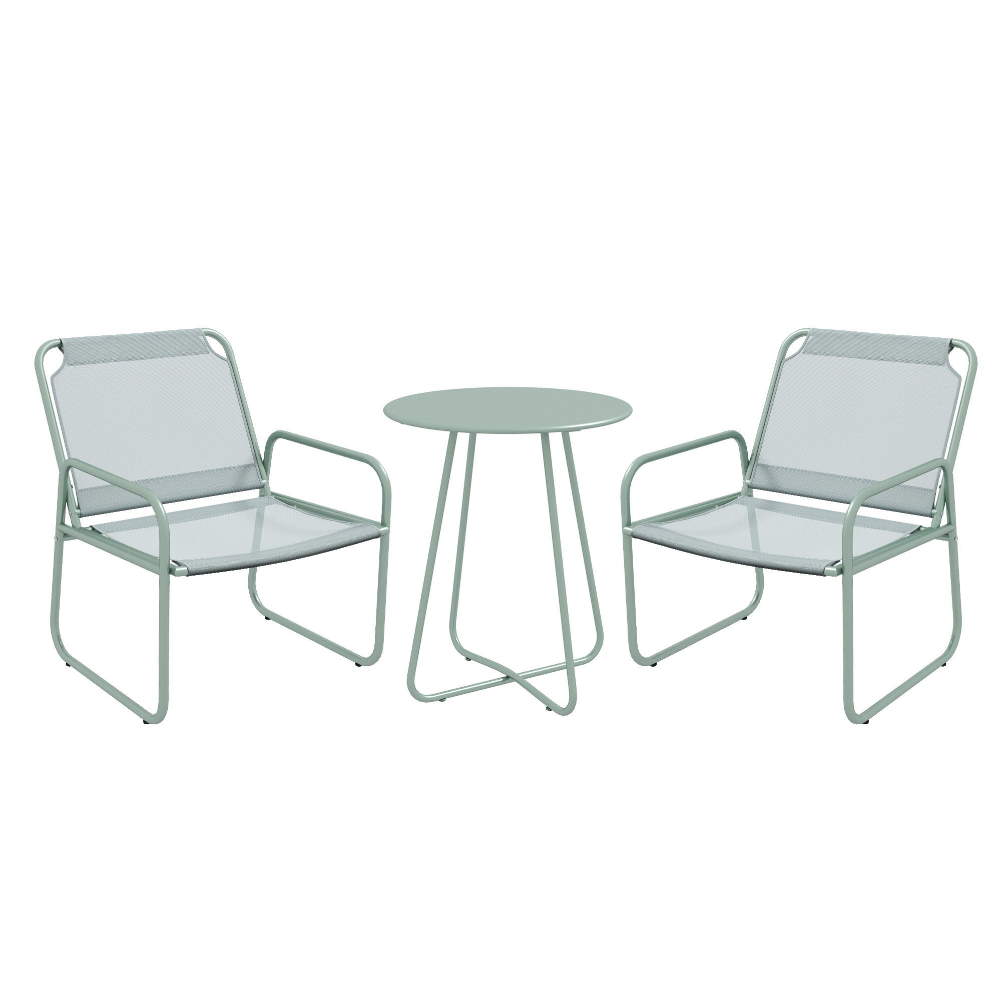 GARTENMÖBEL Set, Stahl, Mesh, Grün - Grün, Textil/Metall - Outsunny