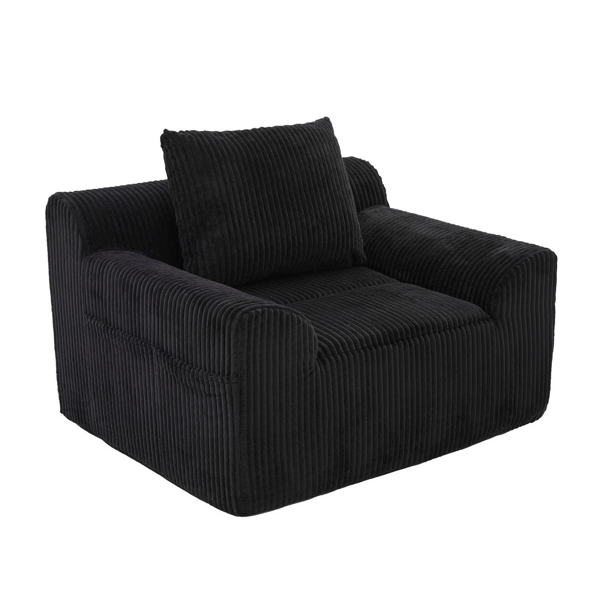 RELAXSESSELSET Übergroßer Loungesesselmit Fußhocker,Cord,Schwarz - Schwarz, Textil (110/87/147cm) - LVHOM