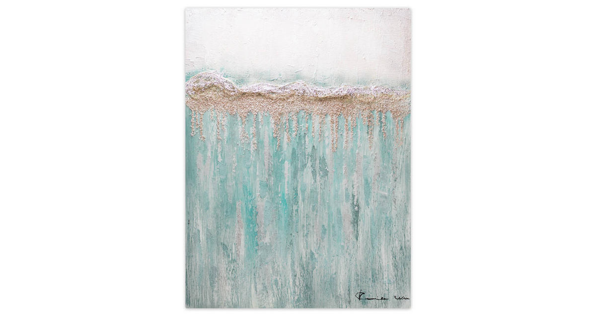 ACRYLBILD HANDGEMALT 75/100 cm - Blau/Weiß, Holz/Textil (75/100cm) - KUNSTLOFT