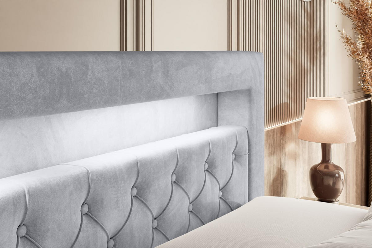 BOXSPRINGBETT NOEL GOLD KING - 180x200 - H3/H4 - Hellgrau - Hellgrau, Holzwerkstoff (180/200cm) - ALTDECOR