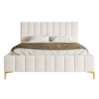 POLSTERBETT Szejlo Creme Chenille 160 cm - Goldfarben/Creme, Textil/Metall (160/200cm) - Selsey