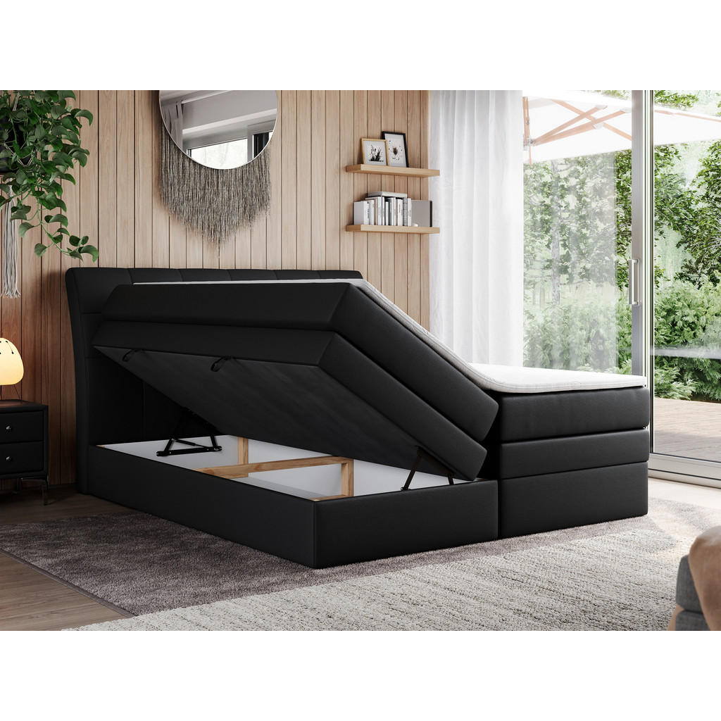 Thumbnail - MKS Boxspringbett, Schwarz, Textil, 2-Sitzer, H3, Rechteckig, 120x200 cm, Schlafzimmer, Betten, Boxspringbetten