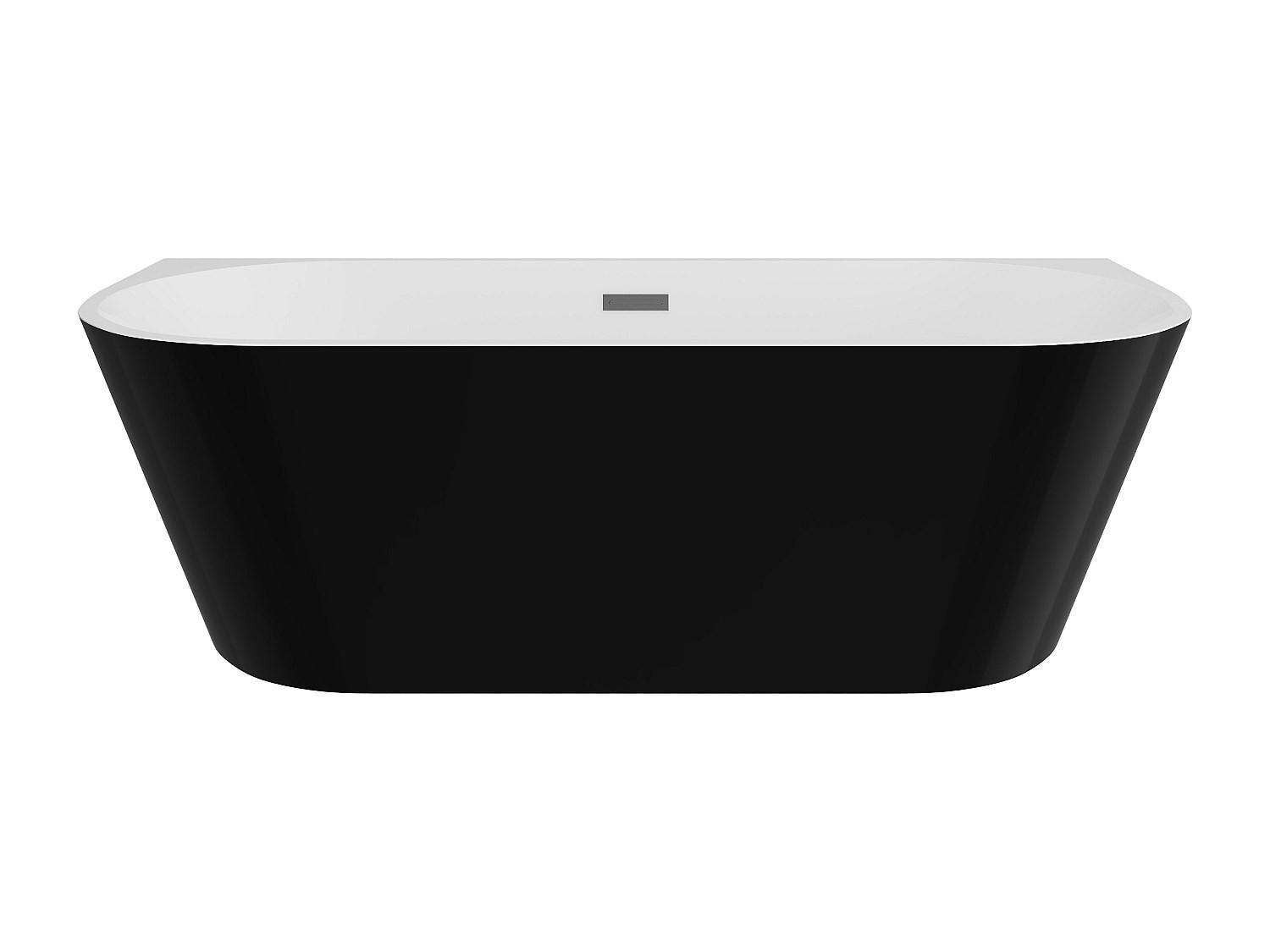 VORWANDBADEWANNE - 1 Person - Acryl - Schwarz - - Schwarz, Kunststoff (180/58/75cm) - Vente-Unique