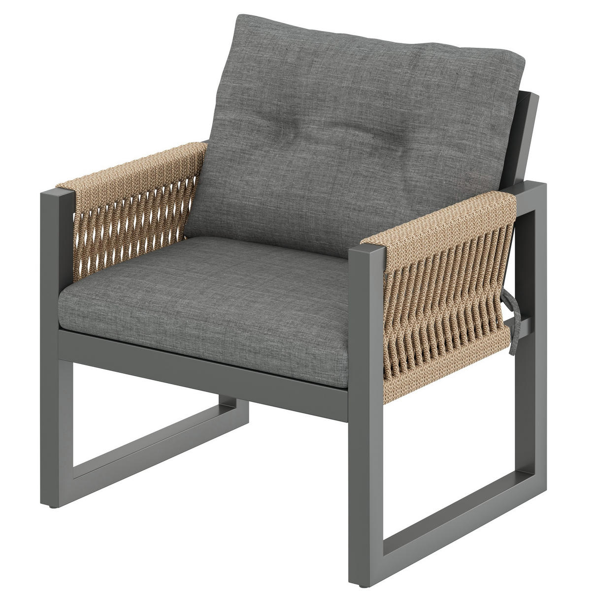 GARTENSETS aus Eisen 150x79,5x75cm Grau mit abnehmbarem Tisch - Grau, Metall - Modfu