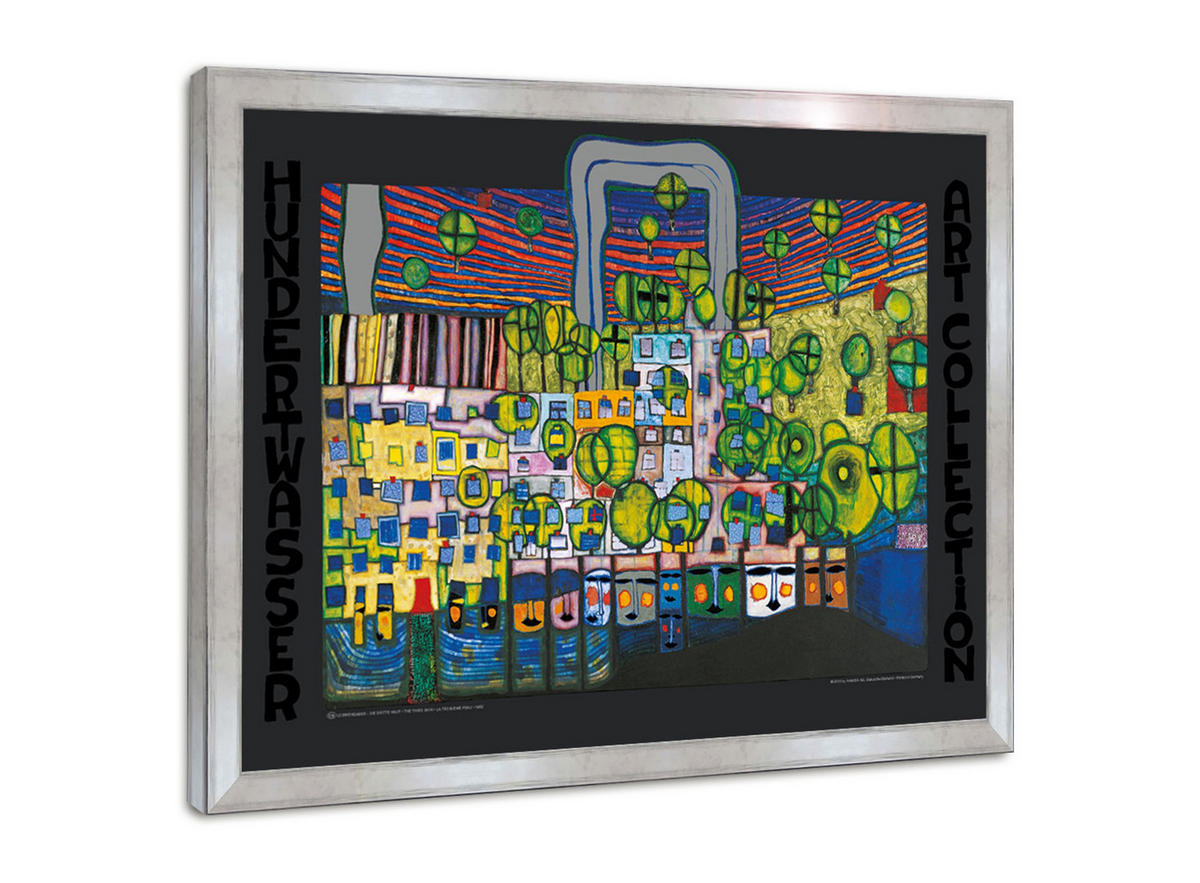 BILD gerahmt 72x53 cm Friedensreich Hundertwasser „Löwengasse - Die dritte Haut“ - Gelb, Holz (72/53cm) - artissimo