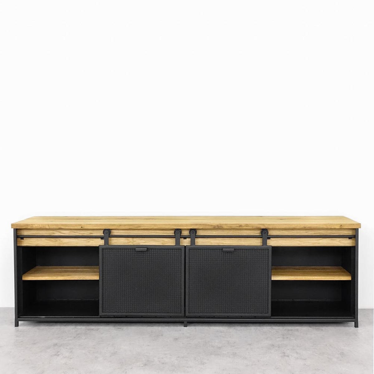 TV-SCHRANK aus Massivholz STRONG 1 - Honigeiche/Schwarz, Holz (220/67/40cm) - Seart