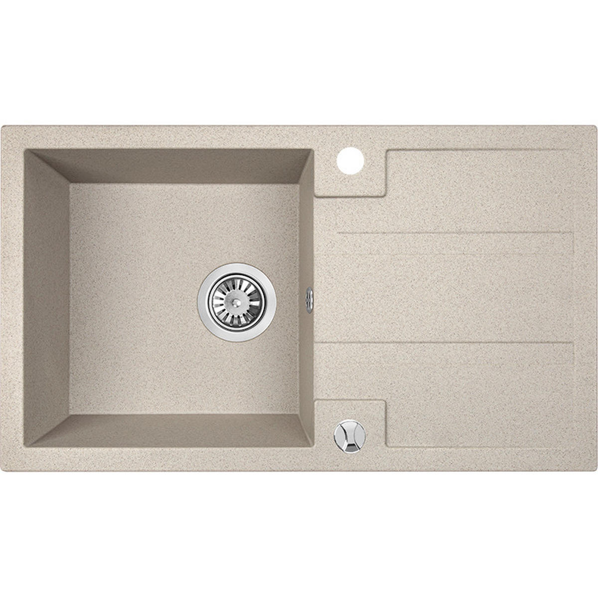 EINBAUSPÜLE Barbados Beige, Einzelbecken, 44/76/19,4 cm - Beige, Stein (44/19.4/76cm) - bad land