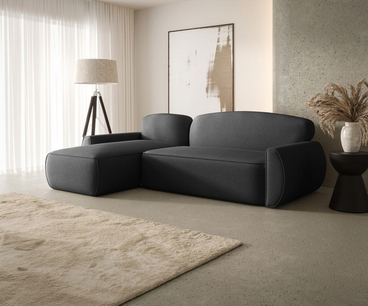 ECKSOFA mit Schlaffunktion LUCAS Curio 97 Links - Dunkelgrau, Textil (240/145cm) - Bedante