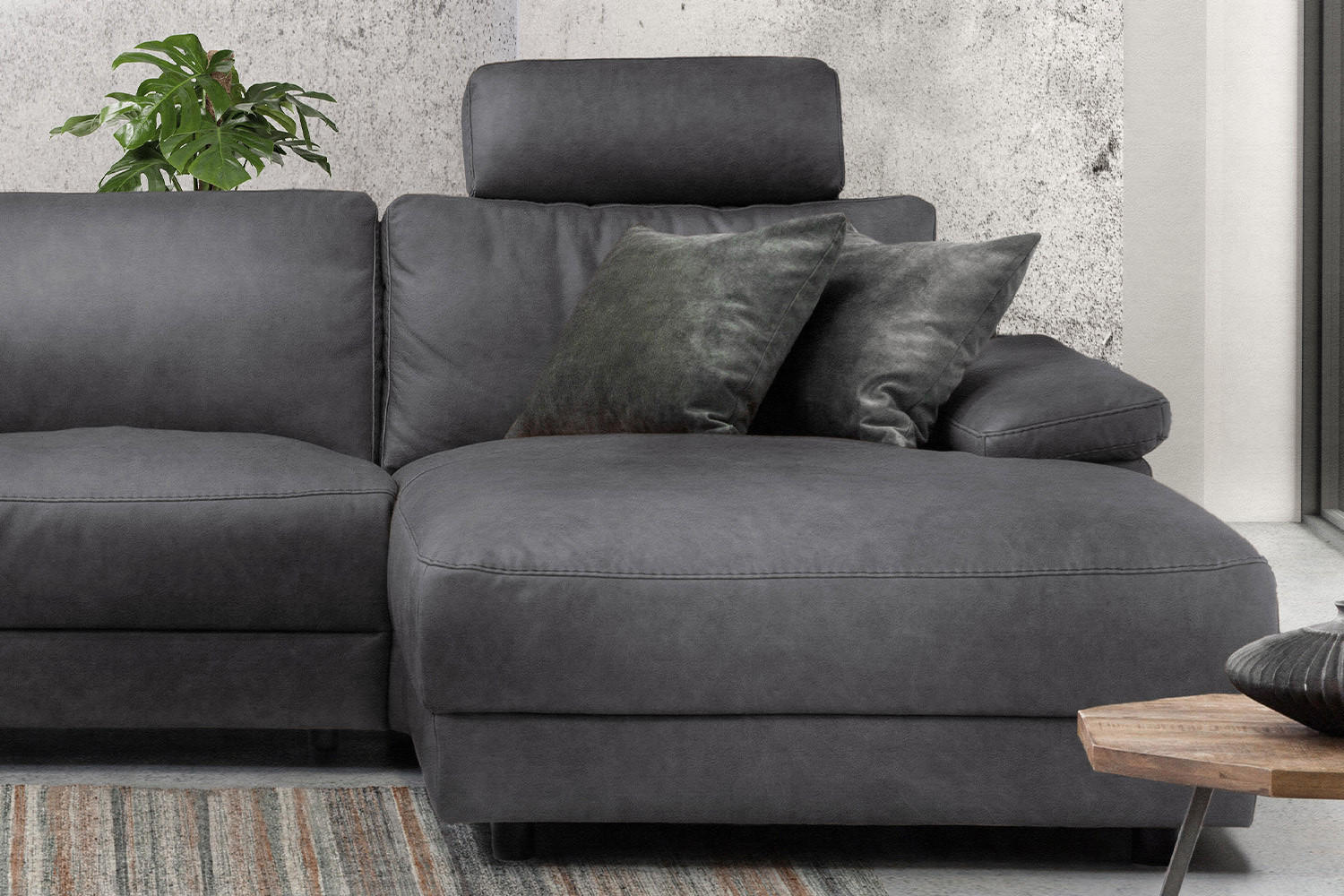 ECKSOFA XL MOTOR. RELAXFUNKTION LOLA Grau Webstoff - Schwarz/Grau, Textil (304/178cm) - KAWOLA