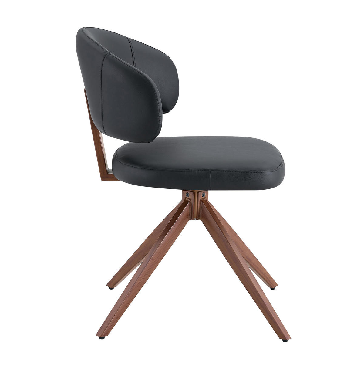 DREHSTUHL mit 360°-Drehfunktion Schwarz PU - Schwarz, Metall (50.5/77/54.5cm) - Meubliv