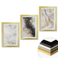 WANDBILDER 3er Set - 20x30 cm Goldrahmen - Abstrakte weiß-schwarze Muster - Goldfarben, Kunststoff (20/30cm) - ArtPrintCave