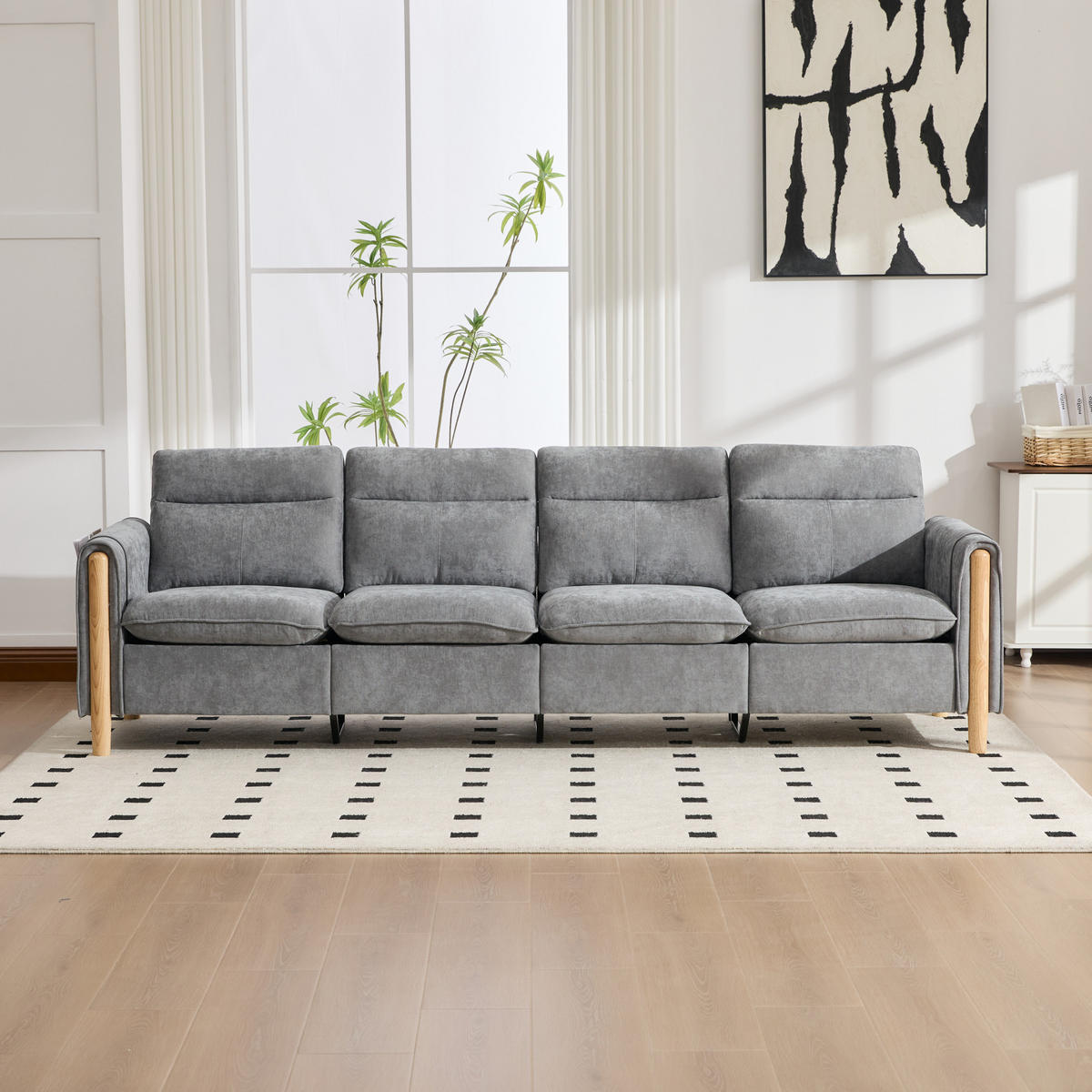 SOFA mit Stauraum 261 x 77 x 86 cm Hellgrau - Hellgrau, Holz (77/86/261cm) - Meubliv
