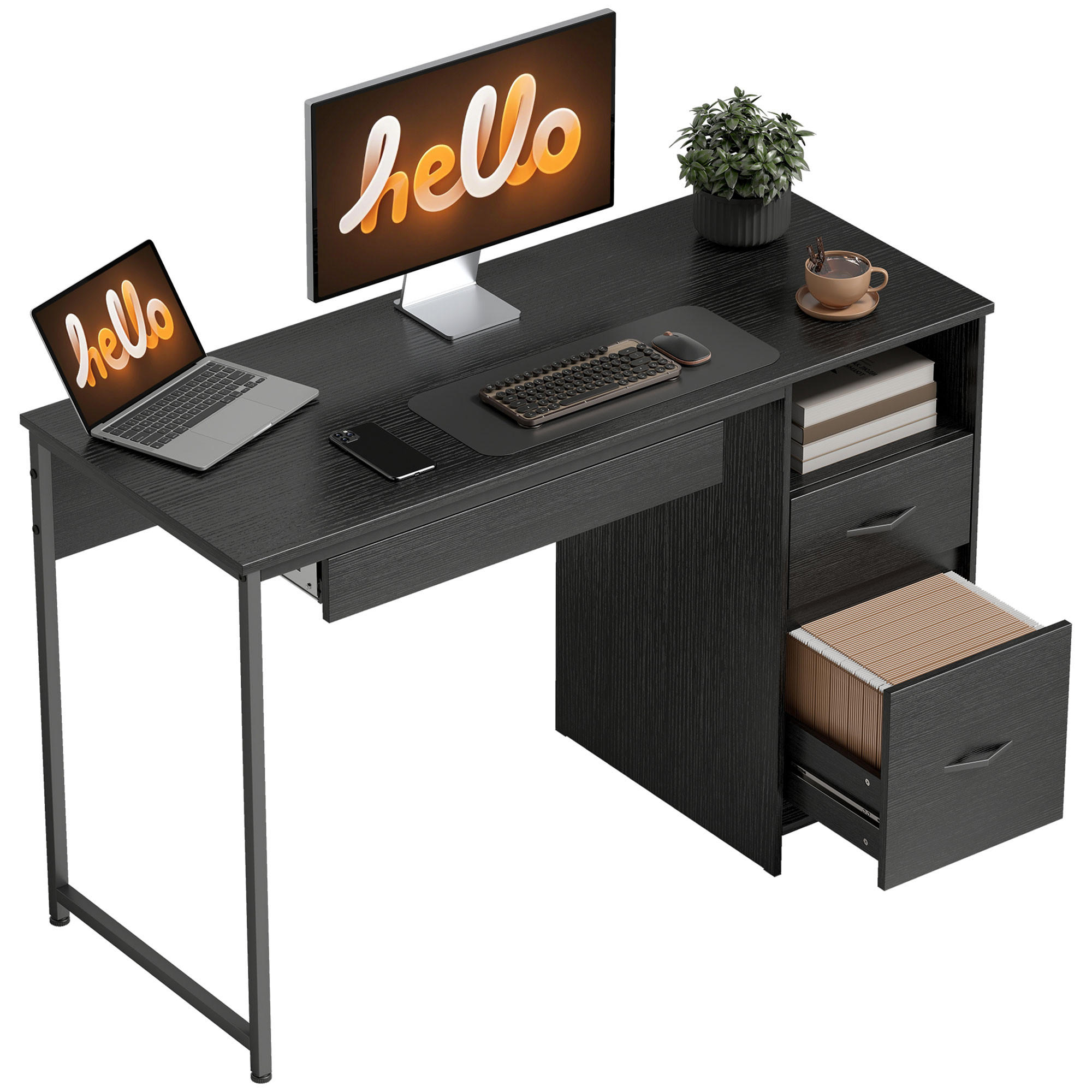 BÜROTISCH Schwarz 1 Stück - Schwarz, Holzwerkstoff (52.3/120/76cm) - GiPP